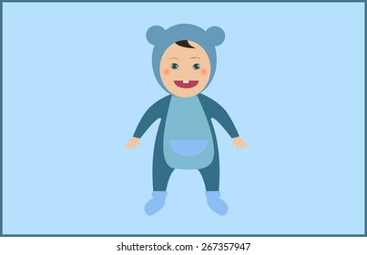 asian baby boy little cute card illustration vector 
