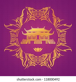 Asian Background with a Golden Pattern