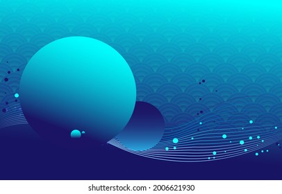 Asian background with line cloud pattern vector. Abstract template with geometric pattern. Ocean design in oriental style.