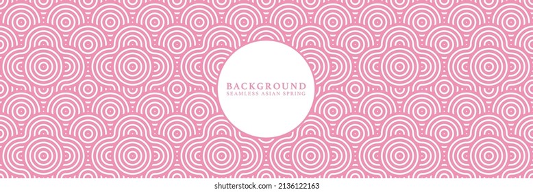 Asian background motif in oriental geometric floral style. Spring ornament texture for decorative backdrop, wrapping, banner. Pink white wavy abstract asian vector japanese classic motif. 