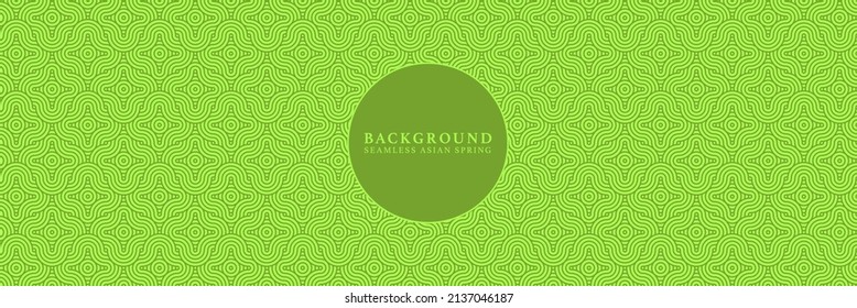 Asian background motif in oriental geometric traditional style. Spring ornament texture for decorative backdrop, wrapping, banner. Green natural wavy abstract asian vector japanese classic motif. 