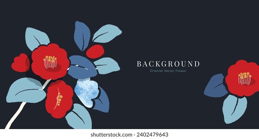 Asian background ,Oriental Chinese and Japanese style abstract pattern background design  with camellia flower decorate in water color texture