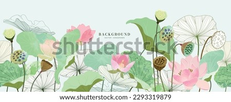 Asian background ,Oriental Chinese and Japanese style abstract pattern background design  with lotus flower decorate in water color texture