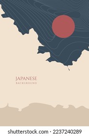 Asian background , Oriental Japanese style abstract pattern background design with mountain and sun decorate in water color texture