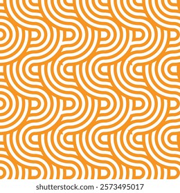 Asian background pattern. Autumn oriental premium design. Orange abstract geometric wavy lines and curvy waves. Traditional Japanese vintage ornament