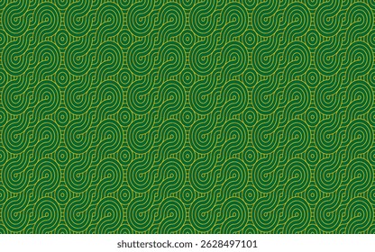 asian background pattern. Autumn oriental premium design. Green and gold abstract geometric wavy lines and curvy waves. Traditional japanese vintage ornament