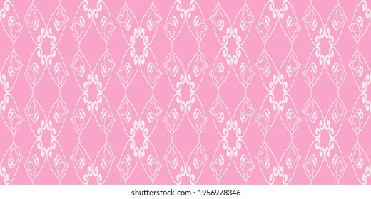 asiatisches Hintergrundmuster mit dekorativen Ornamenten im indischen Stil auf Rosa. Hintergrundbild für Ihr Design. Nahtloses Muster, Tapetenstruktur. Vektorgrafik