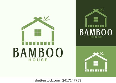 Asian Bamboo House Wood Forest Logo Design