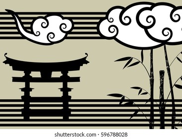 asian bamboo japanese background in vector format very easy to edit