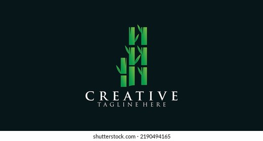 Asian bamboo logo vector illustration template Premium Vector