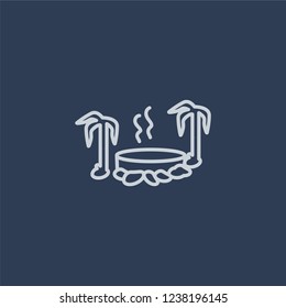 Asian bath icon. Trendy flat vector line Asian bath icon on dark blue background from sauna collection. 