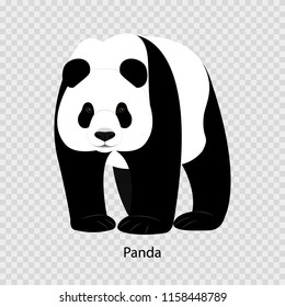 Asian bear panda isolated on transparent background, black and white bear. Funny bear. Flat design. Vector illustration. EPS10