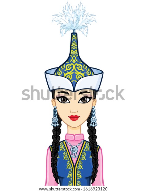 Asian Beauty Animation Portrait Beautiful Girl Stock Vector (Royalty ...