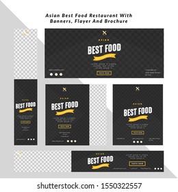 Asian best food restaurant with banners, flayer and brochure