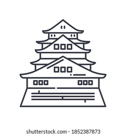 Asian big temple icon, linear isolated illustration, thin line vector, web design sign, outline concept symbol with editable stroke on white background.