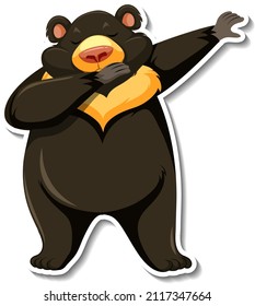 Asian black bear dabbing animal cartoon sticker illustration