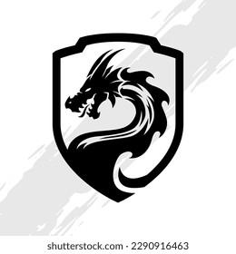 Asian Black Dragon Team Emblem Mascot