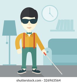 Asian Blind Man Dark Glasses Standing Stock Vector (Royalty Free ...