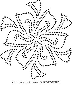 Asian Bohemian Simple Abstract Central Floral Design Element. Can Be Used For Fabric, Embroidery,  Comics, Cushion, Card, Carpet, Decoration, Cover Etc.