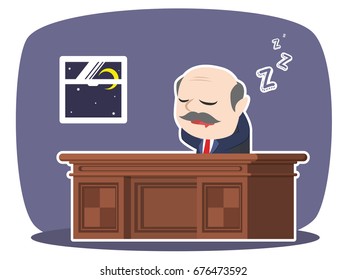 asian boss fall asleep