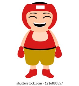 Asian boxing player cartoon character. Vector illustration design