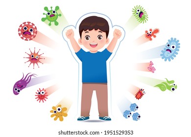 Asian boy is immune to certain bacteria and viruses so that he can live and a have fun, age-appropriate life. Safety in keeping children away from serious diseases.