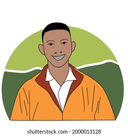 Asian boy smiling broadly. Vector EPS 10