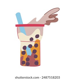 asian bubble tea cartoon. cup black, liquid cola, water soda asian bubble tea sign. isolated symbol vector illustration