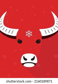 Asian buffalo face flat icon design, vector illustration