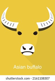 Asian buffalo face flat icon design, vector illustration