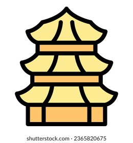 Asian building icon outline vector. Munich skyline. Landmark cityscape color flat