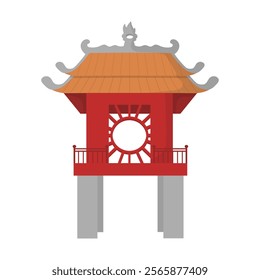 Asian Building Vector Illustration - Hanoi Temple of Literature