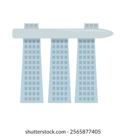 Asian Building Vector Illustration - Marina Bay Sands Hotel Singapore