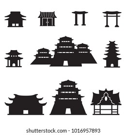 Asian buildings set. Vector. 