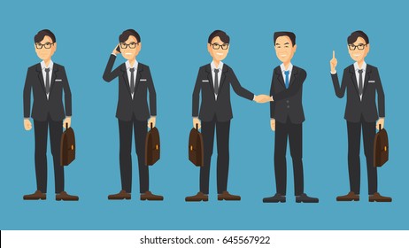 Asian Business Man Cartoon Vector