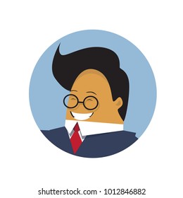 Asian Business Man Profile Icon Isolated Chinese Or Japanese Businessman Avatar Flat Vector Illustration