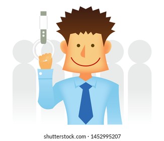 Asian business person vector flat illustration (upper body) / commuting person, commuter train