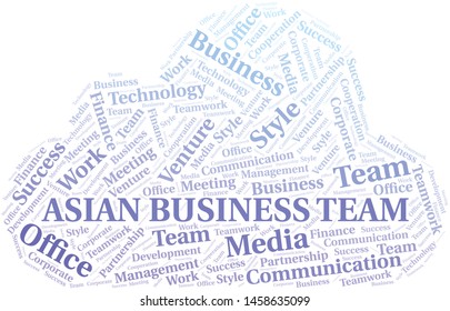 Asian Business Team word cloud. Collage made with text only.