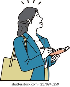 Asian business woman checking schedule