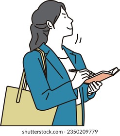 Asian business woman enthusiastically taking notes