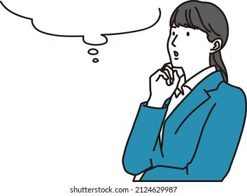 Asian business woman thinking with a speech bubble