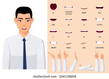 Asian businessman Character Lip-syn and Mouth animation set