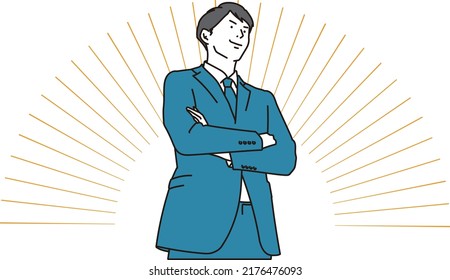 Asian businessman with confidence with arms folded