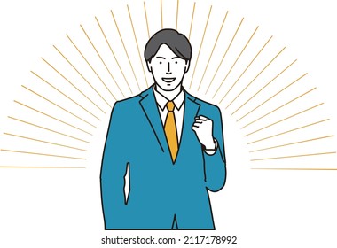 Asian businessman doing guts pose