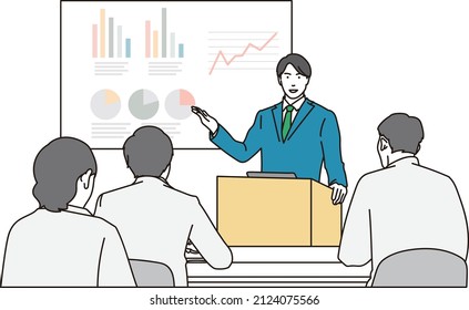 Asian businessman giving a presentation