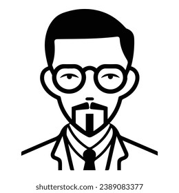 Asian Businessman In Glasses Flat Icon Isolated On White Background