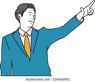 Asian businessman pointing with confidence