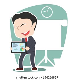 asian businessman with presentation tablet