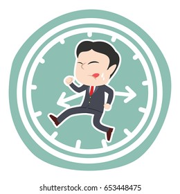 asian businessman running inside clock
