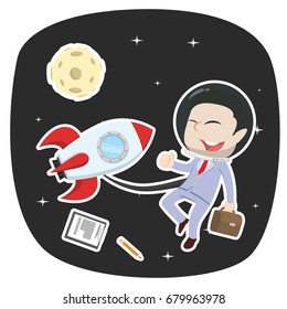 asian businessman in space